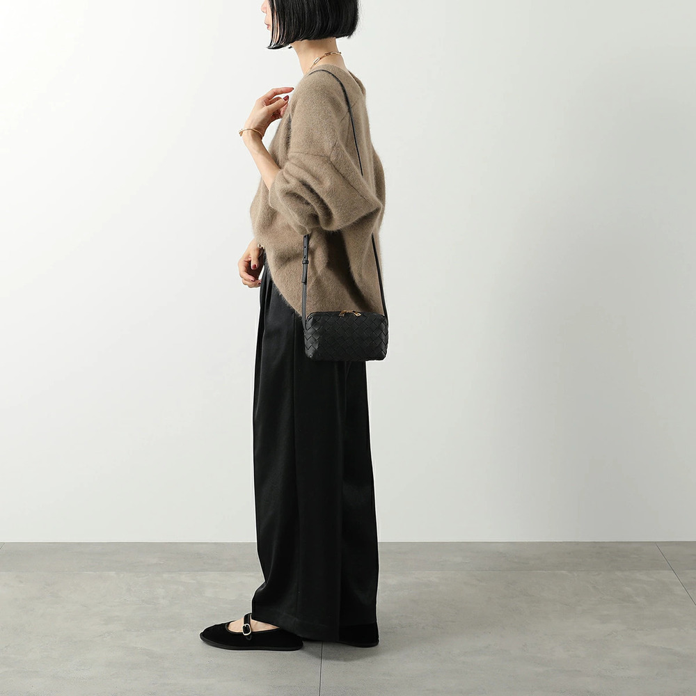 BOTTEGA VENETA Shoulder Bag Intrecciato Leather Crossbody BLACK GOLD